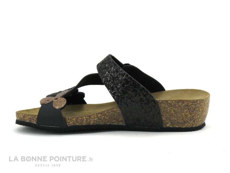 Biomodex 1275 - Noir - Bronze - 3 Fleures Glitter - Mule Femme – Image 3