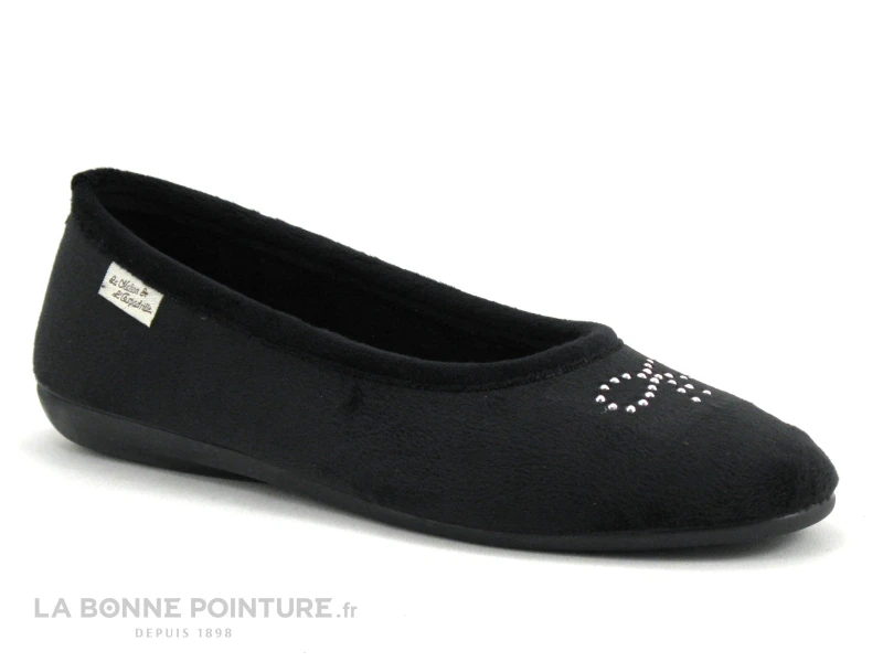 Maison Espadrille 6190 - Velours Noir - Chausson Ballerine