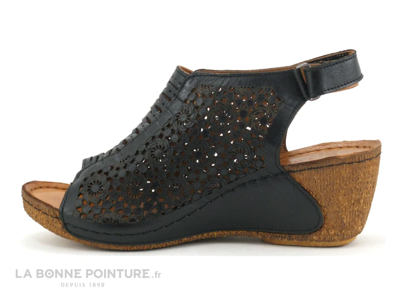 Karyoka GEMA Noir - Fleurs - Sandale Compensee – Image 3