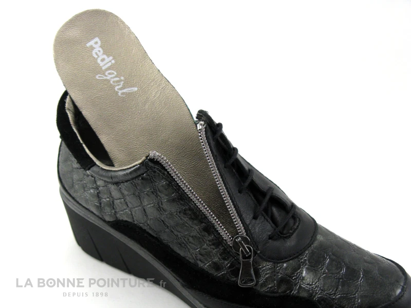 Pedi Girl GIFAR Anthracite Croco - Chaussure Compensee Avec Zip – Image 5