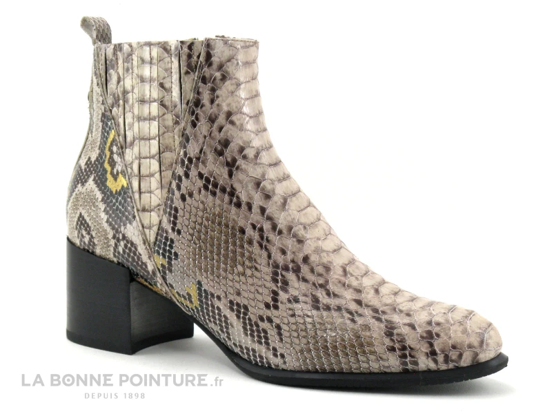 Fugitive FLAK Python Taupe - Bottine Talon Large Femme – Image 5