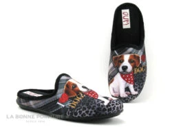 Ouf TIDOG Noir - Pantoufle Femme Avec Chien - I Love My Dog