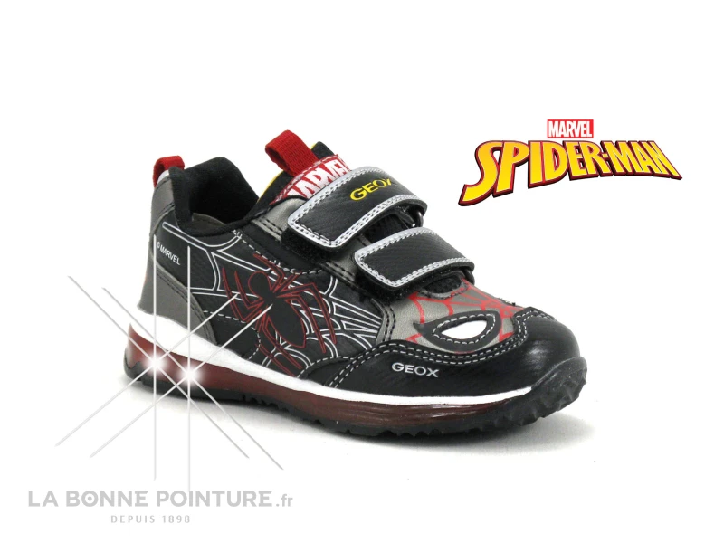 Geox Spider Man TODO GARCON - Black Leather - Basket Noire