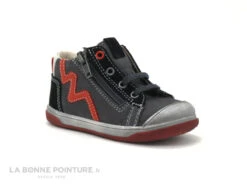 Bopy REMIGIO Gris Noir Rouge - Chaussure Montante BEBE