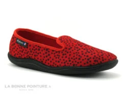 Airplum ZIGOTON Rouge Pois Noirs - Chausson Souple Femme