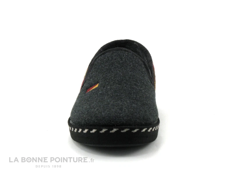 Ouf BAILLE Gris Anthracite - Carreaux Bordeaux Jaune - Chausson H – Image 2