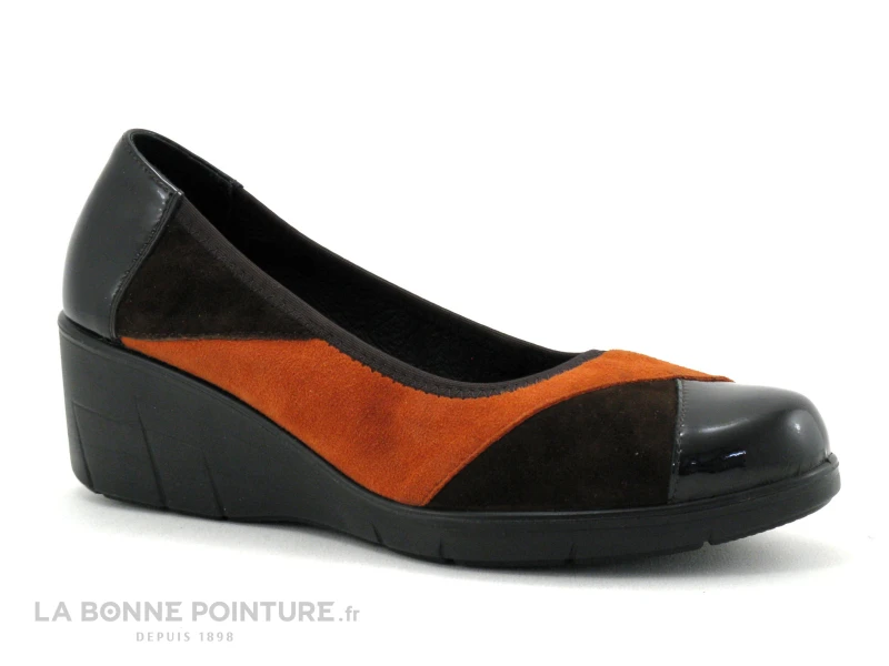 Inea DECODE Velours Choco Citrouille - Escarpin Talon Compense – Image 5