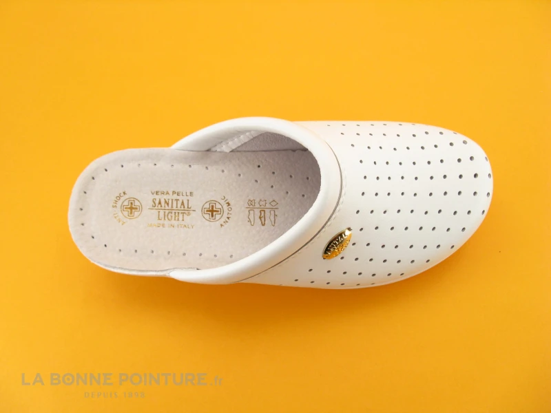 SANITAL LIGHT Sabot Perforé Cuir Blanc 1350 – Image 6