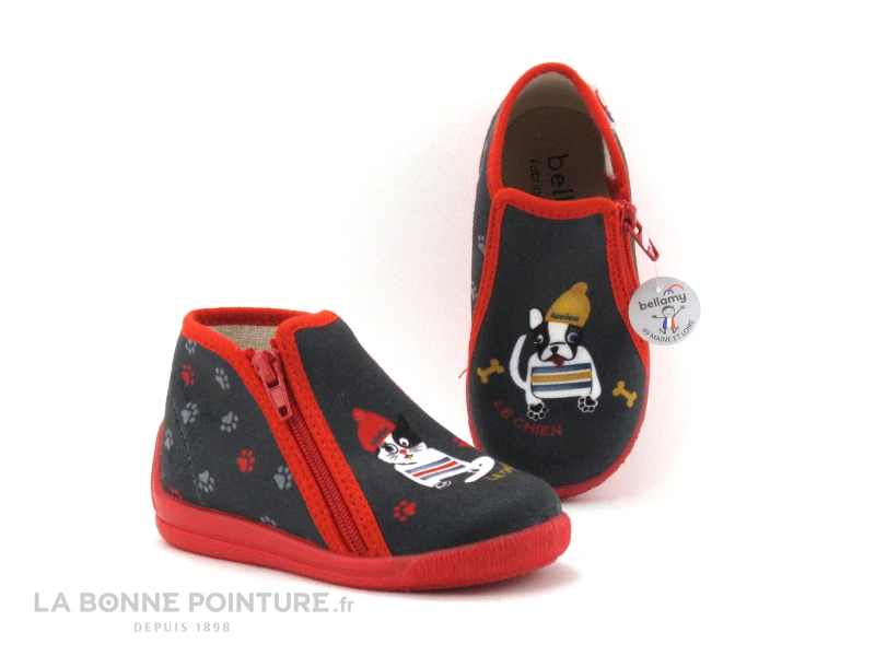 Bellamy VICTOR Chat Chien Marine Rouge - Chausson BEBE – Image 5