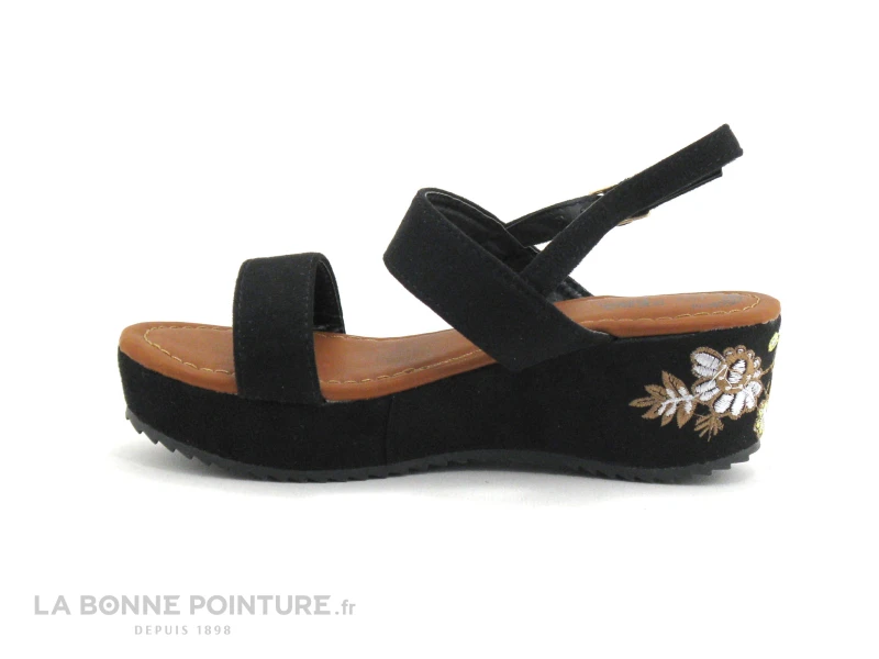 ZERO Faute - VALSE Noir - Semelle Fleurie - Sandale Compensee Fille – Image 2
