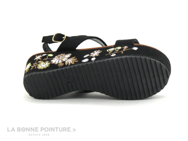 ZERO Faute - VALSE Noir - Semelle Fleurie - Sandale Compensee Fille – Image 4
