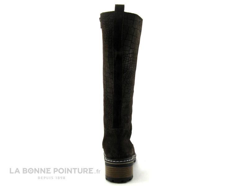 Elue Par Nous KOFOUR Marron Velours Croco - Botte Lacet Femme – Image 4