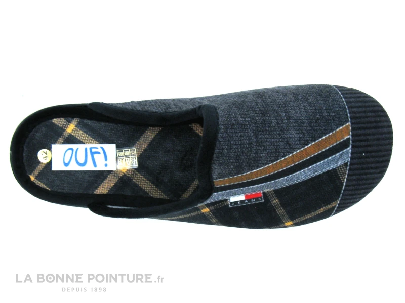 Ouf ABIDOS Noir Gris Jaune Ecossais - Pantoufle Mule Homme – Image 3