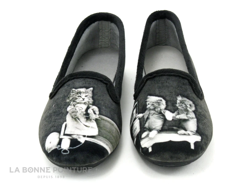 Maison Espadrille 6149-4 Noir - Chausson Ballerine Avec Chats – Image 2