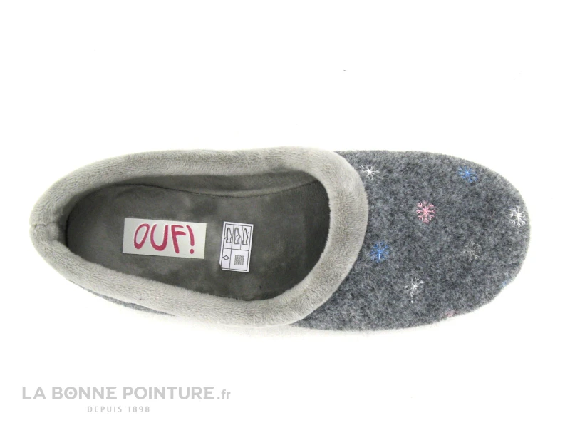 Ouf BLACY Gris - Flocons Brodes - Chausson Souple Femme – Image 3
