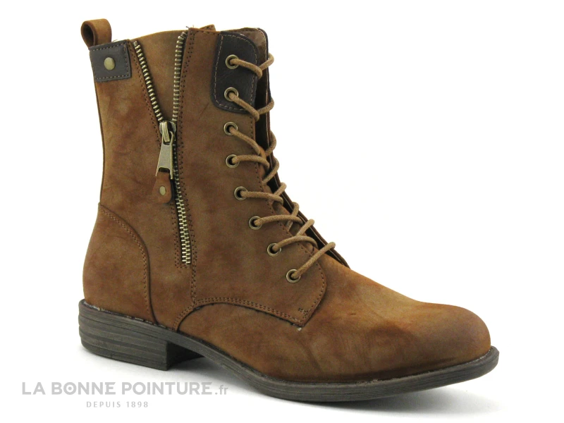 Jet 7 CURACAO Camel - Velours - Bottine A Lacet Femme