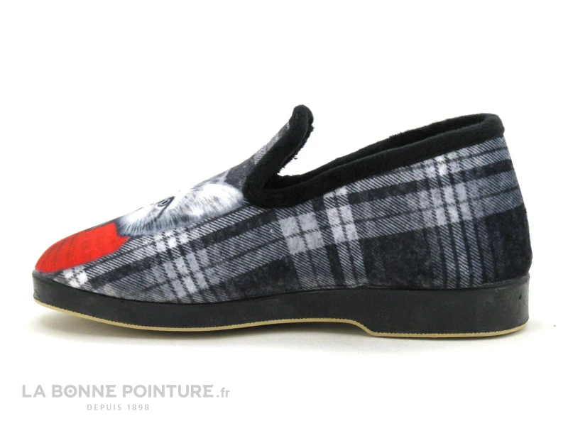 Ouf SANGUINE Noir - Ecossais - Chat Gilet Rouge - Charentaise Femme – Image 2