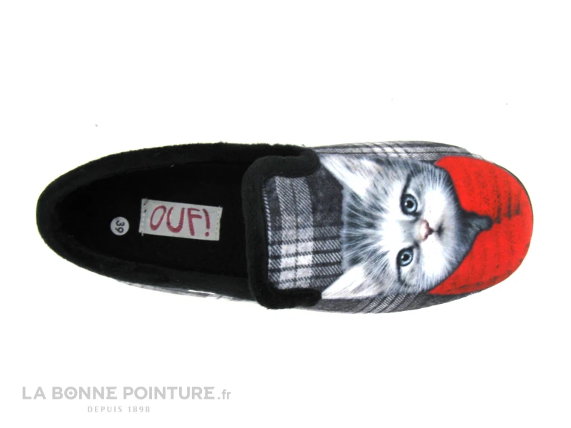 Ouf SANGUINE Noir - Ecossais - Chat Gilet Rouge - Charentaise Femme – Image 3