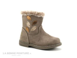 3 Pommes AURA Beige - Feuilles - Haut Fourrure - Bottine Fille