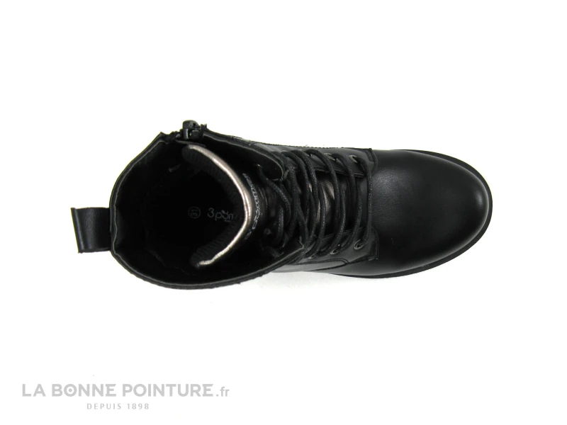 3 Pommes ATTAQUE Noir - Bottine Lacet Fille Avec Zip – Image 4