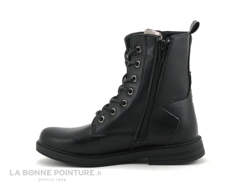 3 Pommes ATTAQUE Noir - Bottine Lacet Fille Avec Zip – Image 3