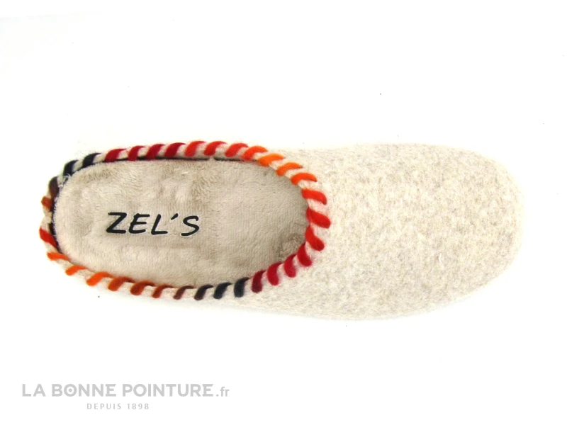 Zels 44140 Beige - Pourtour Laine Multicolore - Pantoufle Mule Femme – Image 3