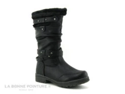 Wipop Dyna Noir-Boots Fille Fourrees Zip