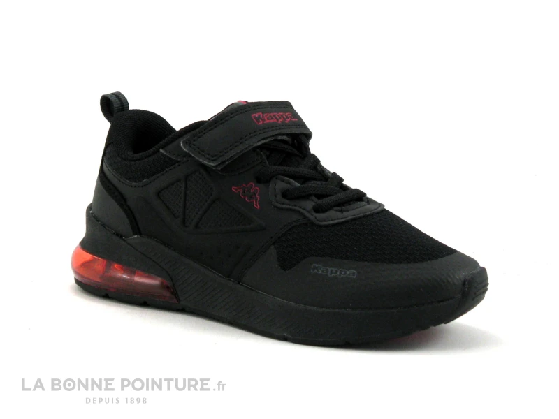Kappa Logo SPLINTER Ev Kid - Noir Rouge - Basket Enfant Elastique Et Velcro