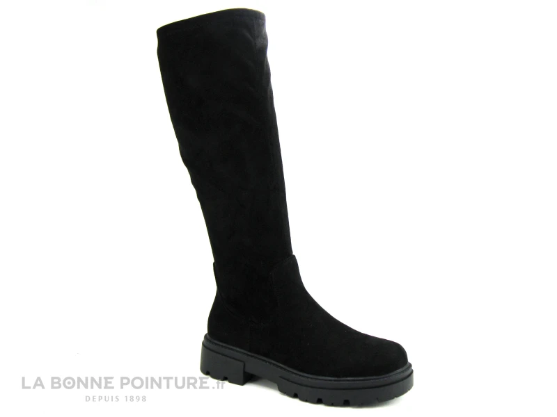 The Divine Factory HX4713 Noir - Botte Stretch Noir - Semelle Epaisse