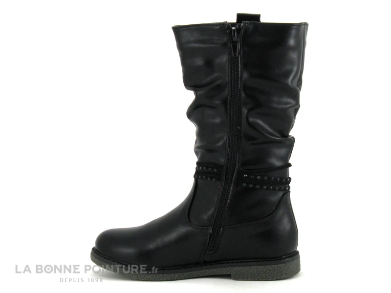 Wipop DUCLAIR Noir - Botte Fille Noire Avec Tige Froncee – Image 3