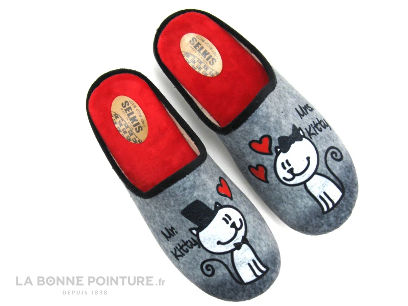 Selkis 22309 Gris - Mrs Kitty Et Mr Kitty - Pantoufle Chat Femme – Image 2