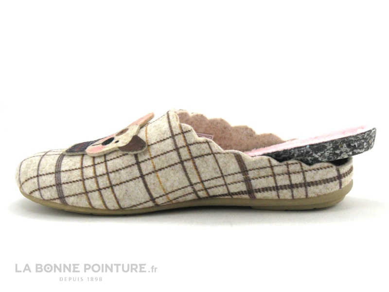 Zels 41162 Beige Carreaux - Chiens - Pantoufle Mule Femme – Image 3