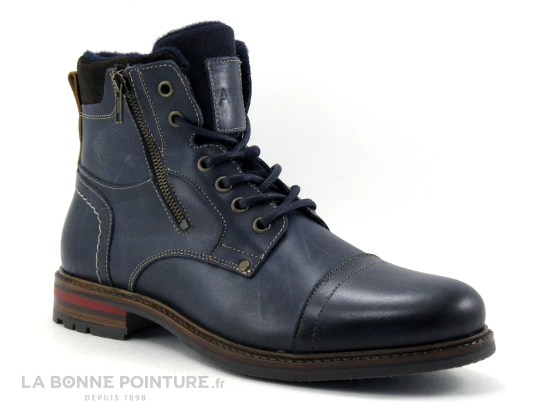 Arid RYAN Marine - Boots Homme Cuir Bleu Marine - Zip Et Lacet – Image 5