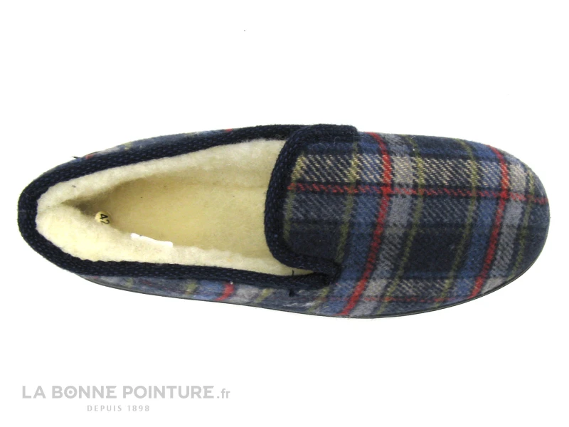 Lollans 001 TJ21153 - Charentaise Homme Fourre - Ecossais Bleu Gris â Image 2