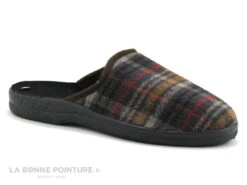 Lollans 002 22144 - Ecossais Marron - Pantoufle Mule Homme