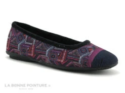 RYB 600 D3899 - Violet - Marine - Carreaux - Pantoufle Ballerine