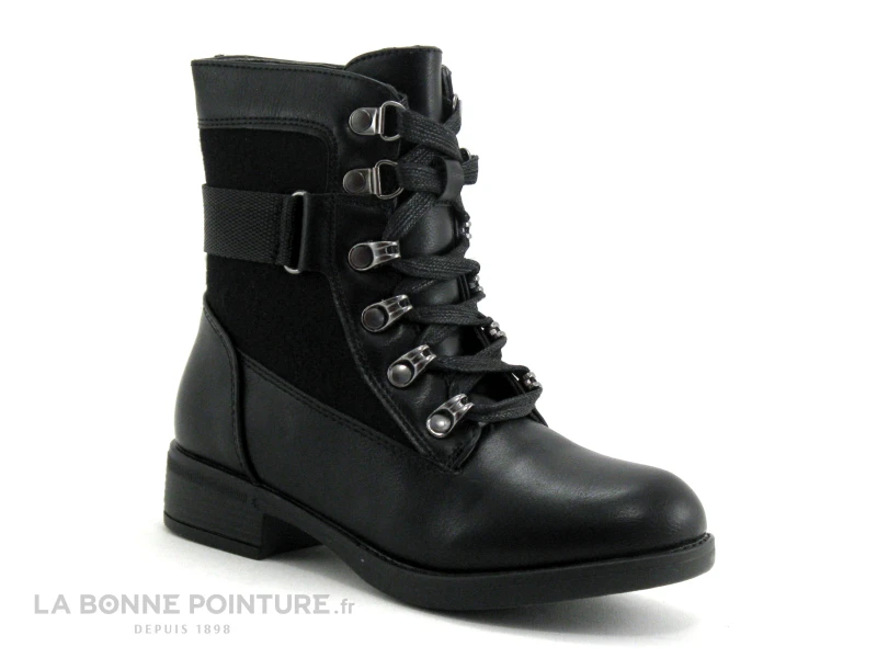 Wipop DALLIA Noir - Bottillon Fille Lacet Et Zip