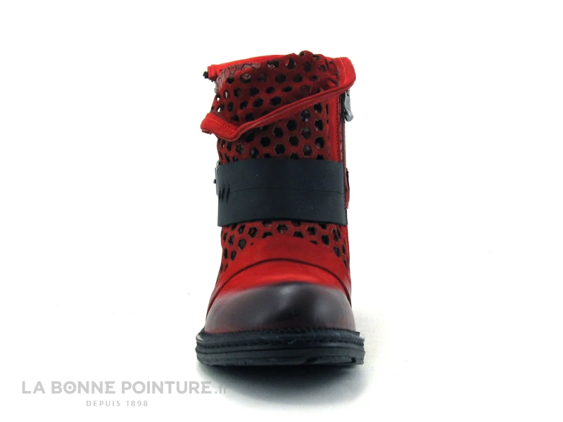 Lily Mood 050 5601 Red Nubuck - Bottine Rouge Hexagones – Image 2