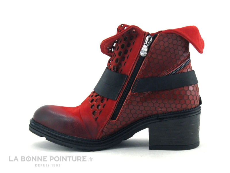 Lily Mood 050 5601 Red Nubuck - Bottine Rouge Hexagones – Image 3