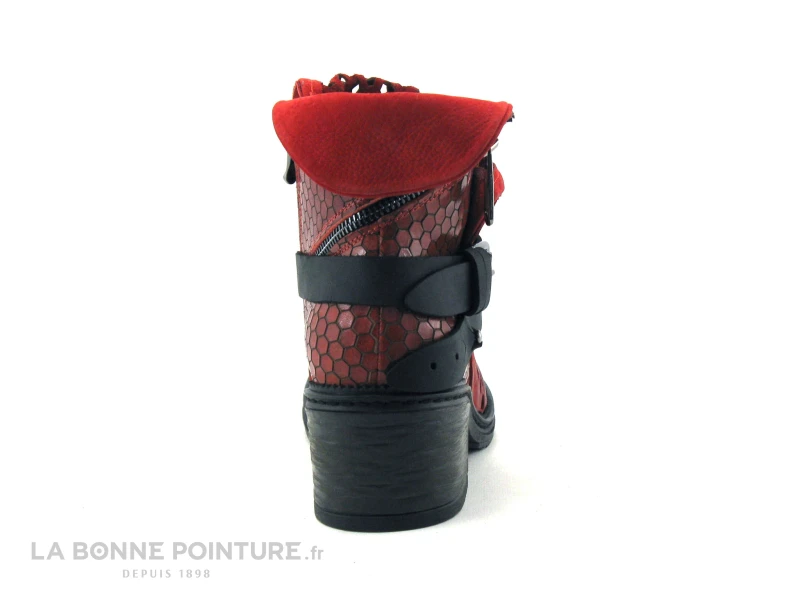 Lily Mood 050 5601 Red Nubuck - Bottine Rouge Hexagones – Image 4