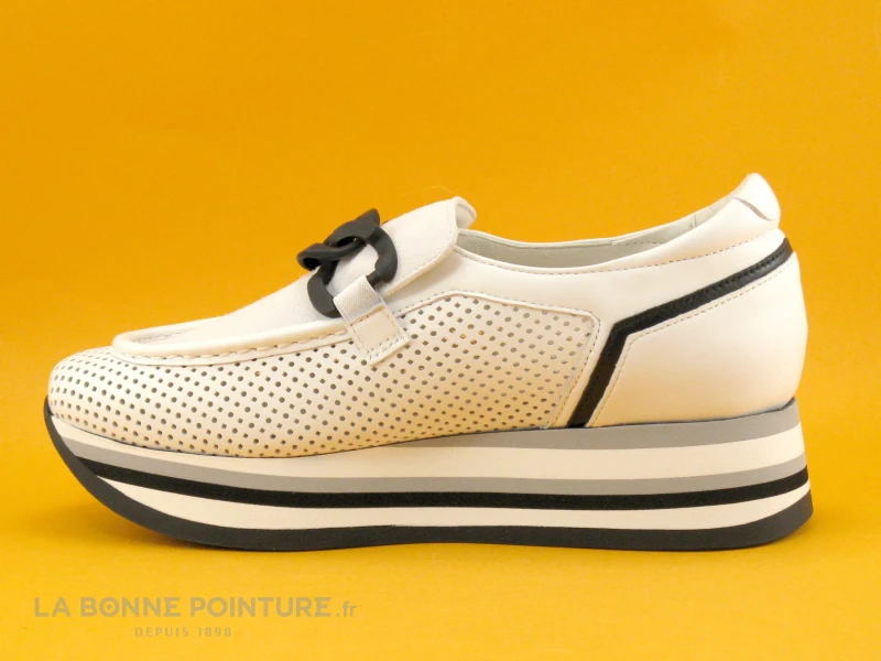 Softwaves CASSIE White Ice - Mocassin Compense - Chainette Noire – Image 3