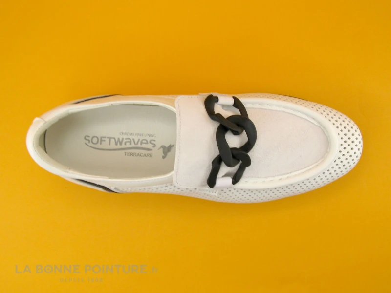 Softwaves CASSIE White Ice - Mocassin Compense - Chainette Noire – Image 6