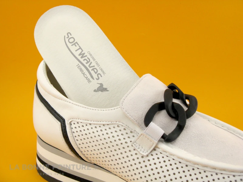 Softwaves CASSIE White Ice - Mocassin Compense - Chainette Noire – Image 5