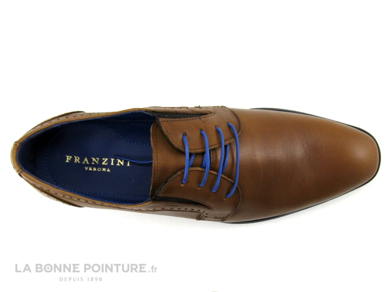 Franzini 3044B - Chaussure Habillee Homme Marron Clair - Lacet Bleu – Image 6