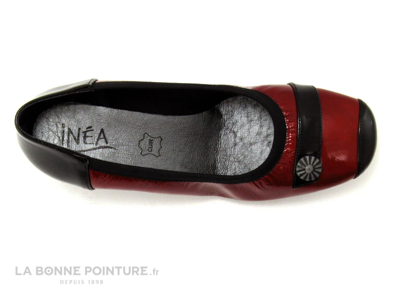 INEA FANA - Escarpin Rouge Verni - Noir - Talon Compense – Image 6