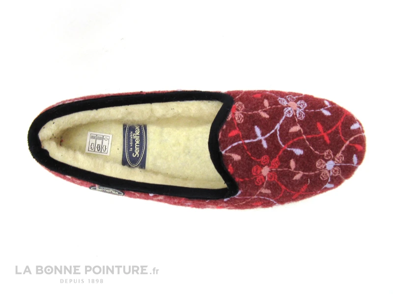 Semelflex CALOZOE Bordeaux - Broderies - Charentaise Femme – Image 6