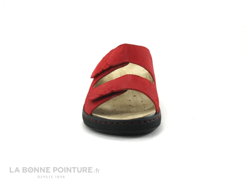 Semelflex GRAZIELLA Rouge - Mule Femme Cuir Rouge - 2 Velcros â Image 2