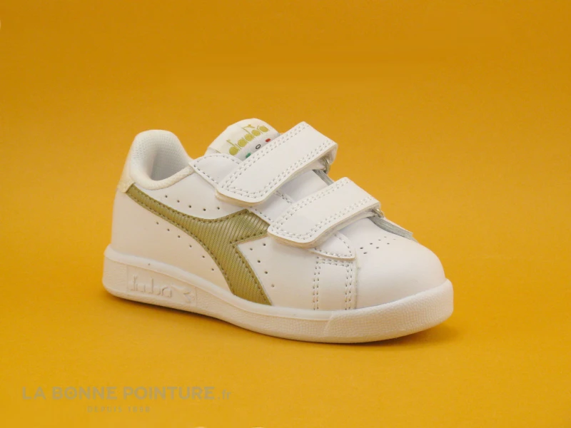 Diadora GAME P TD Girl White Gold - Basket Velcro Fille - Blanc Et Or – Image 5