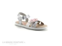 Wipop YVER 26235 Argent Blanc - Fleurs Roses - Nu-pieds Fille