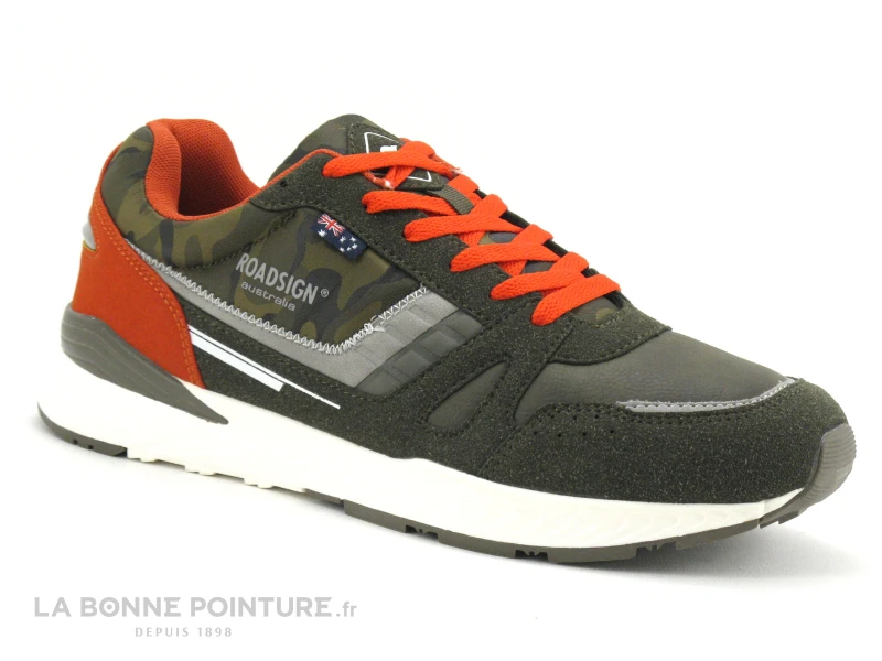 RoadSign BILL Kaki - Lacet Orange - Basket Homme